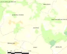 Carte de la commune de Jaudrais.