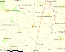 Carte de la commune de Sainville.