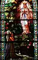 Vitrail du XIXe siècle : Apparition de la Vierge à Bernadette.