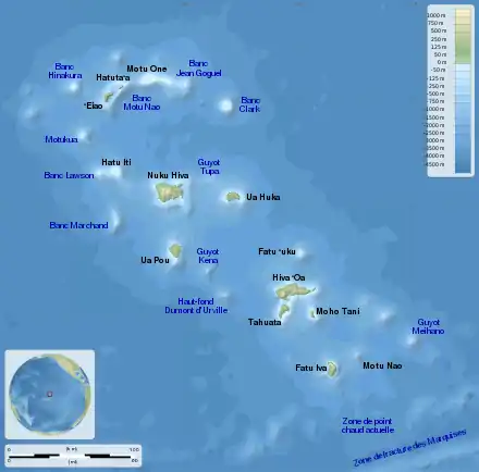 Carte des îles Marquises.
