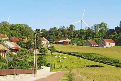 Granges-Garot et éoliennes de Poroy.