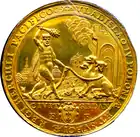 Médaille commémorative de la victoire en 1637 du roi de Pologne Ladislas IV Vasa contre la Russie, la Turquie et la Suède, figurant Héraclès capturant Cerbère.