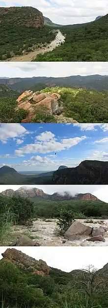 image composite de différents paysages du sud du Soutpansberg