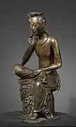 Maitreya en méditation. Bronze doré. 93.5 cm. Corée, fin VIe-début VIIe, probablement Silla en cours d'unification Musée national de Corée