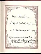 Mémoires d’Alfred Bertsch, Ingénieur, né à Mulhouse, le 12 février 1839. Mémoires écrits à partir de sa sortie de l’École professionnelle des sciences appliquées de Mulhouse à l’âge de 20 ans. - Janvier 1912.