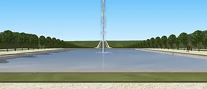 Restitution de la vue depuis le Grand Carré vers le Tapis vert, XVIIe siècle.