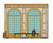 Restitution de la paroi est du salon du billard du dauphin, château vieux, 1700-1792.