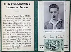 Carte de colonne de secours de 1956.