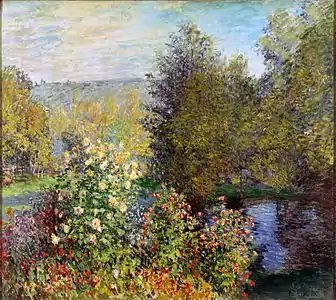 Claude Monet: Coin de Jardin à Montgeron, 1876 (Musée de l'Ermitage), inscrit au Cat. Raisonné Wildenstein - n° 418