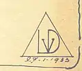 Monogramme de l'architecte Léon Van Dievoet, 1933.