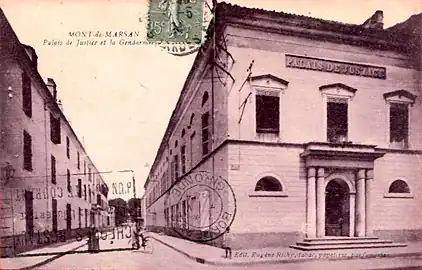 Ancien palais de justice de Mont-de-Marsan, dont l'entrée donnait sur la rue Victor-Hugo jusqu'en 1959.