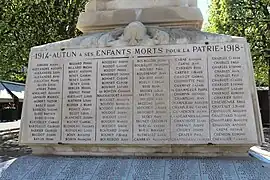 Le début de la liste des poilus morts.