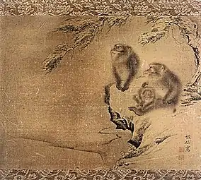 Des singes dans la neige