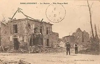 Le village en ruines en 1919.