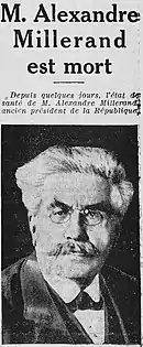 Article de journal faisant état de la mort d'un homme dont une photo est présentée