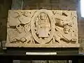 Architrave romane, représentant le Christ rédempteur et symboles évangélistes, signée Bonusamicus, dernier quart du XIIe siècle