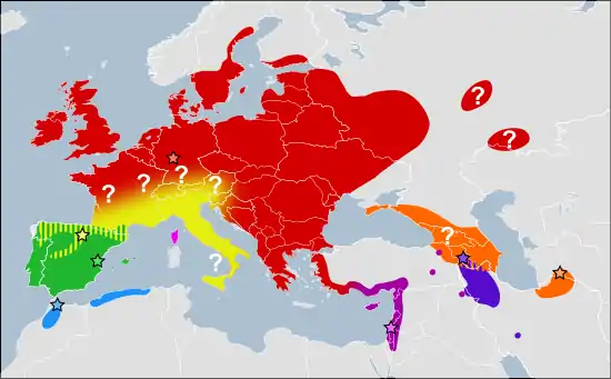 Carte de répartition d'espèces.
