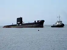 Remorquage de l’Onondaga entre Rimouski et Pointe-au-Père le 29 août 2008