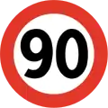 Limitation à la vitesse maximale de 90 km/h.