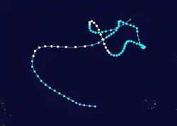 Trajectoire errante de Nadine.