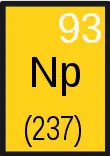 Symbole du neptunium avec numéro atomique.