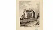 Dessin de l'ancienne église en 1872 par Amédée Piette.