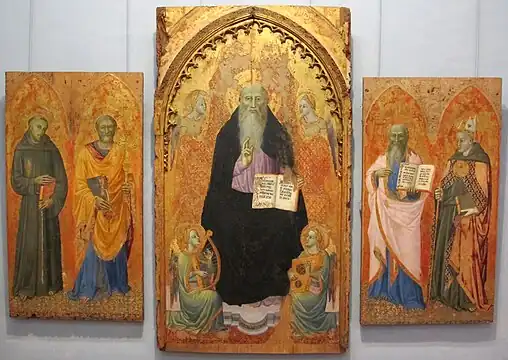 Niccolò di Tommaso, triptyque de Saint Antoine l'Abbé trônant parmi les anges avec d'autres saints, musée de Capodimonte, Naples