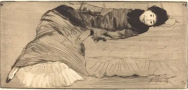 Femme souriant étendue sur un canapé, Washington, National Gallery of Art.