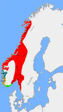 Carte : la Norvège vers 872, avant la bataille de Hafrsfjord