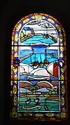 Chapelle Notre-Dame-de-Placemanec : vitrail des trois ports de l'Île de Groix.