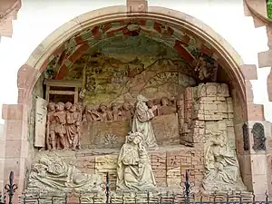 Niche abritant un mont-des-Oliviers polychrome.