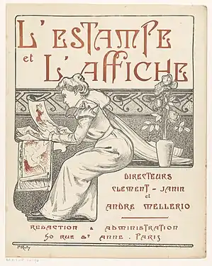 L'Estampe et l'Affiche, détail de la couverture du no 1, 3e année, 15 janvier 1899. Illustration de Marcel-Pierre Ruty.