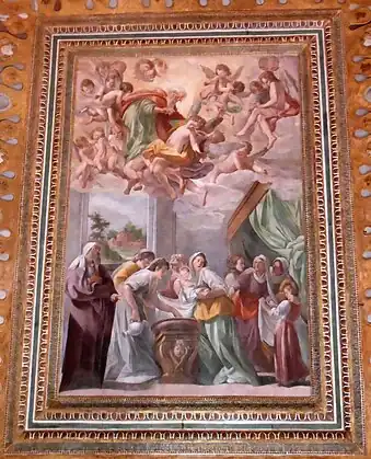 Nativité de la Vierge avec le Père éternel et les anges,  vers 1635, Naples, oratoire delle Congregazioni.