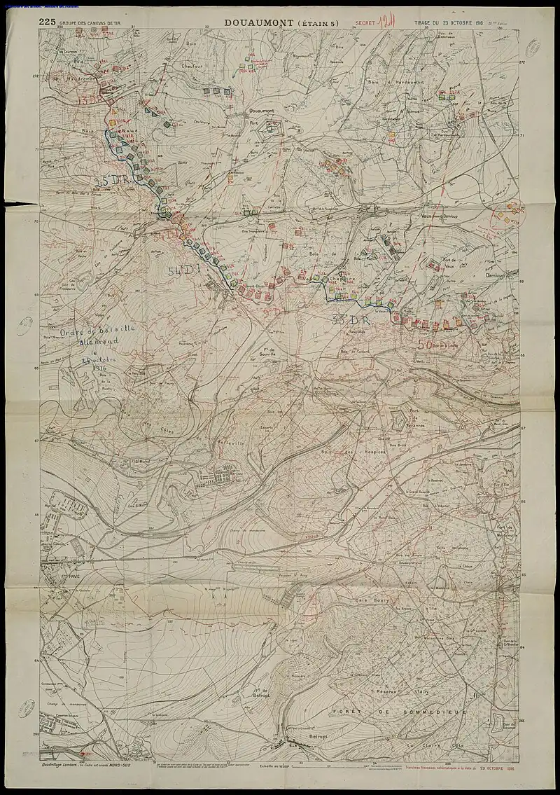 Positions et ordre de bataille allemand au 24 octobre 1916   (secteur Douaumont Vaux).