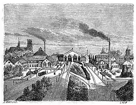 La première gare, vers 1855.
