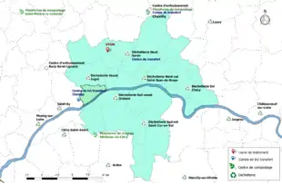 Carte présentant les différents points de traitement des déchets de Orléans-Métropole.