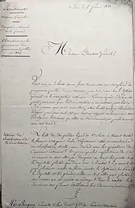 Lettre du 15 février 1821 de l'ingénieur Bouessel,.