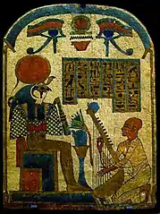 Stèle du prêtre Djedkhonsouiouefankhjouant de la harpeCollection Salt 1826