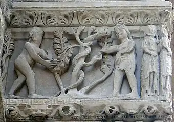 Adam et Eve tentés par le Démon.