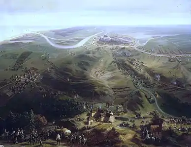 Vue panoramique sur le siège de Gdańsk par les forces françaises en 1807, château de Versailles.