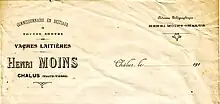 Papier à en-tête d'une maison de négoce en bestiaux, Châlus, France, 1910