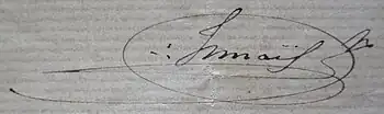 Signature d'Ismaël en 1862 tirée d'un courrier
