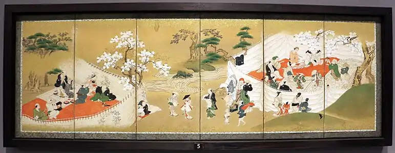 Fête des fleurs, Paravent, XVIIe siècle, Japon.