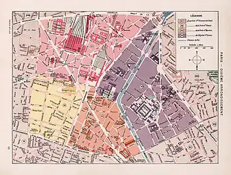 Les quartiers du 10e arrondissement en 1900 d'après l′Atlas de Fernand Bournon.