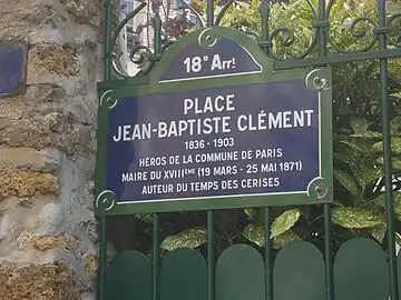Plaque de rue de la place Jean-Baptiste-Clément à Paris.