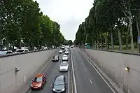 Souterrain routier au niveau du pont d’Iéna.