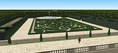 Vue du parterre de broderies tracées "à l'Anglaise".
