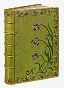 Reliure de ruban verte, ancienne