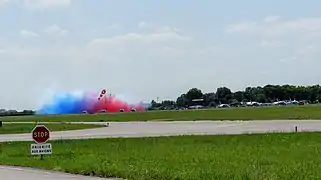 Décollage avec fumigène, 4 avions par 4, Salon de Paris-Le Bourget. Juin 2019.