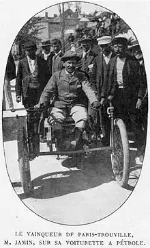 Paul Jamin, vainqueur de Paris-Trouville 1897 sur voiturette Bollée.